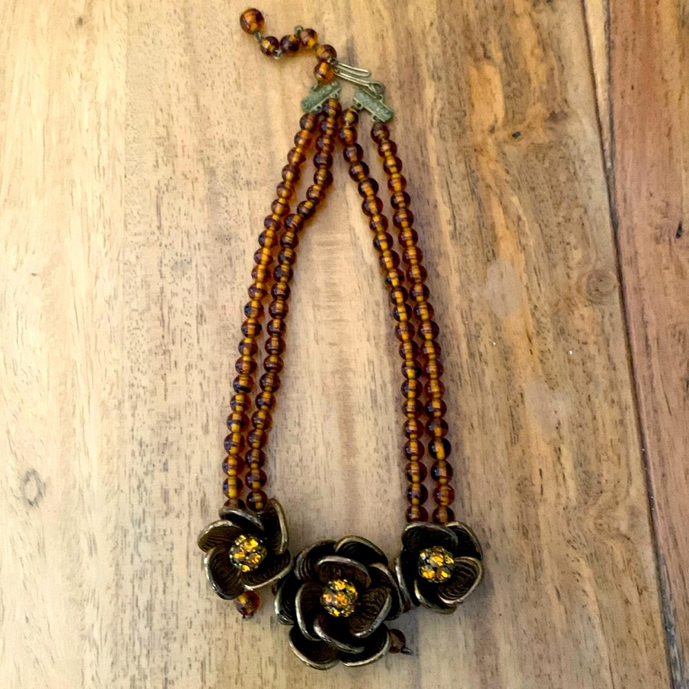 Rare Vintage Multi-Strand Beaded Choker with exquisite floral design